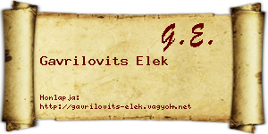 Gavrilovits Elek névjegykártya